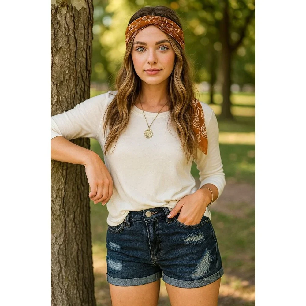 Shorts Sm Distressed Cuffed Ripped jean Denim Shorts Mid Rise Summer Classic
